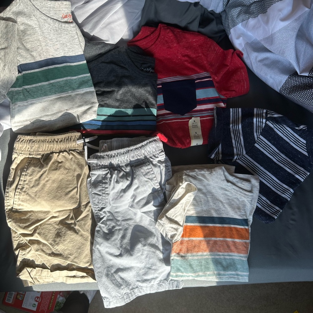 Cat & Jack Tan and Gray Matching Shorts Set 6/7